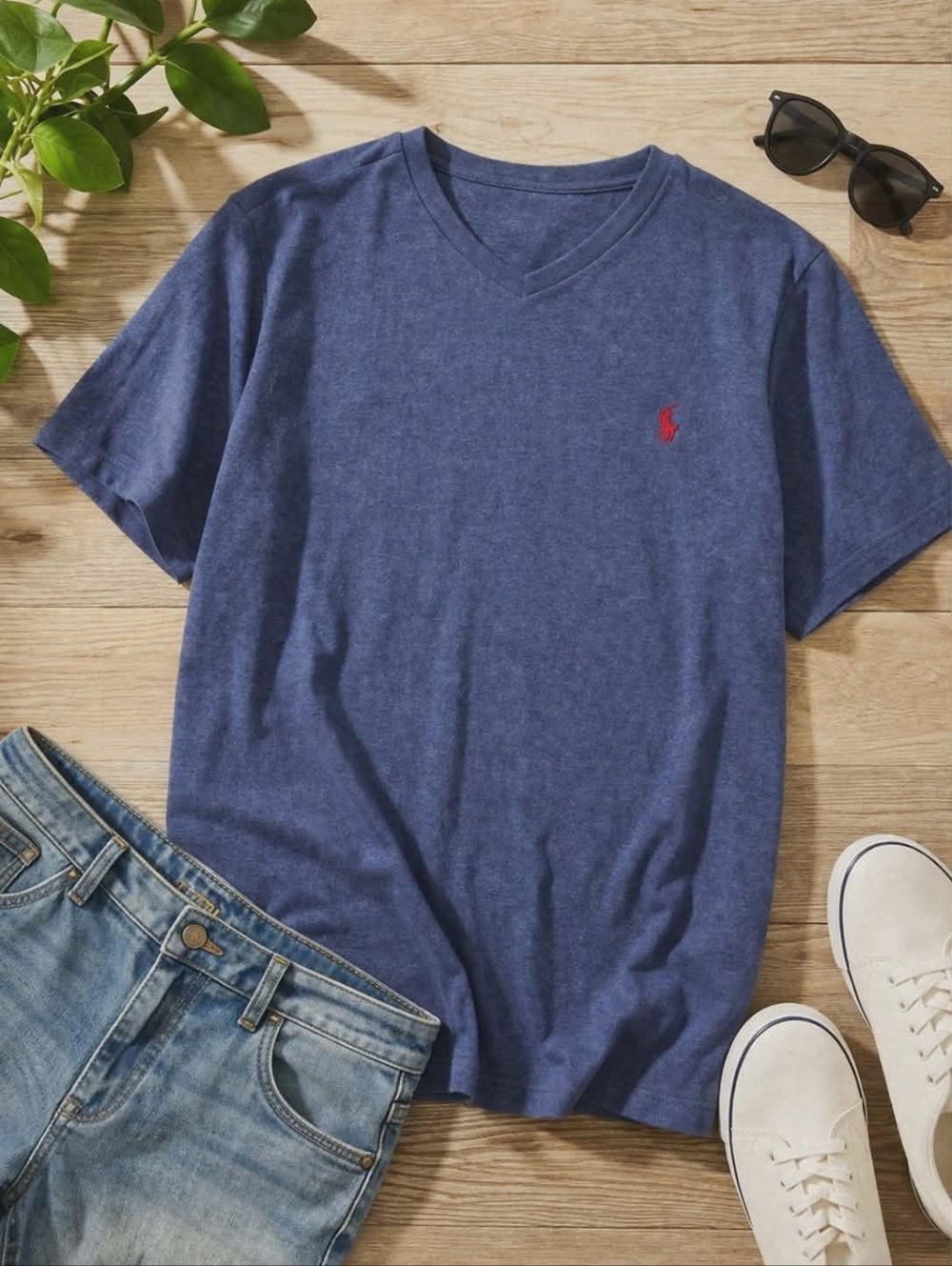 Polo by Ralph Lauren Blue V-Neck Men's Shirt